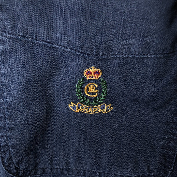 Ralph Lauren Chaps long-sleeved button-down shirt, men's size L cotton navy blue type Vintage Second Hand