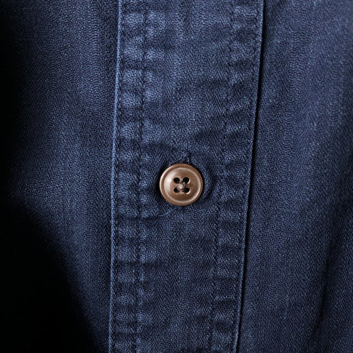 Ralph Lauren Chaps long-sleeved button-down shirt, men's size L cotton navy blue type Vintage Second Hand