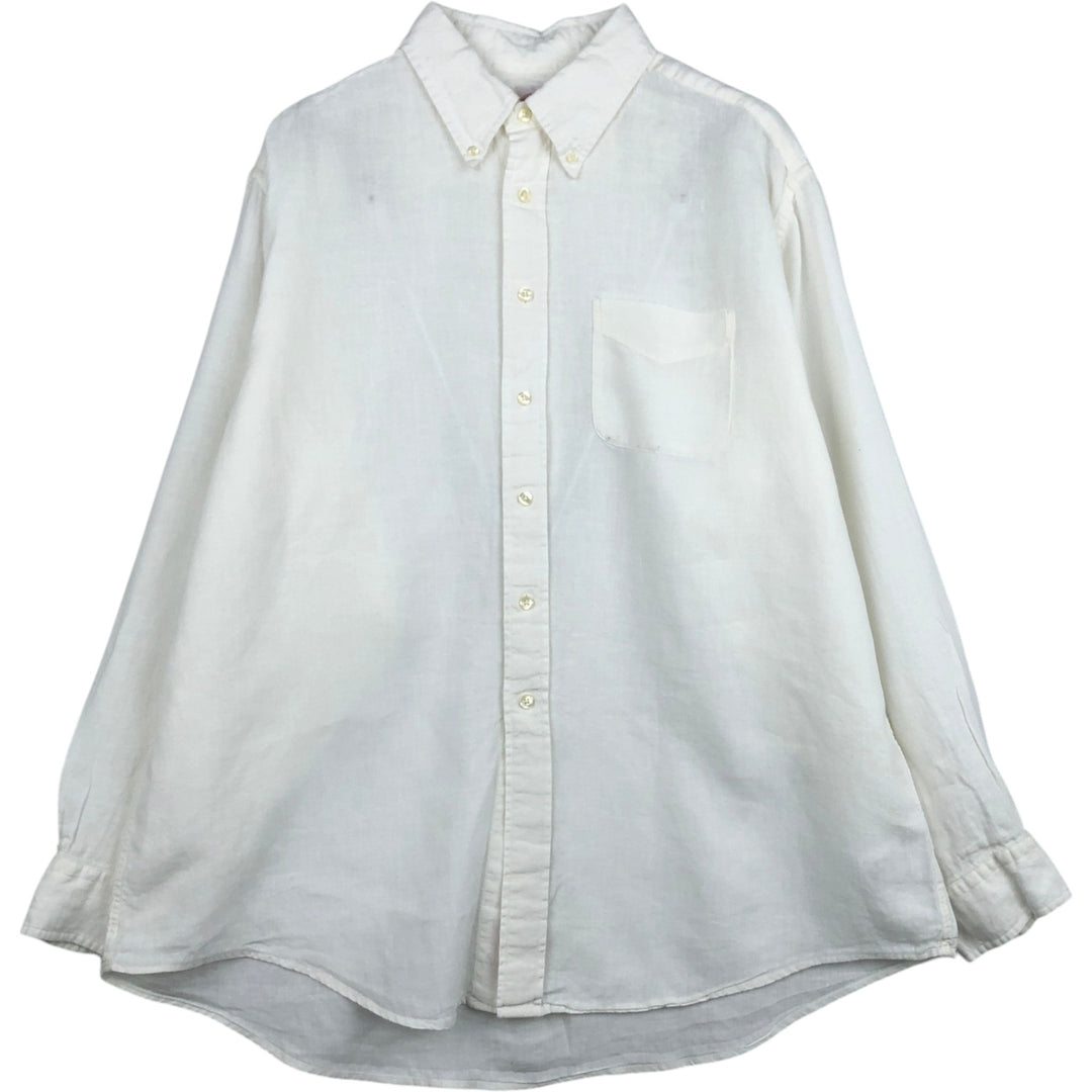 Brooks Brothers 346 Long Sleeve Linen Button-Down Shirt, Men's Size XL linen white type Vintage Second Hand