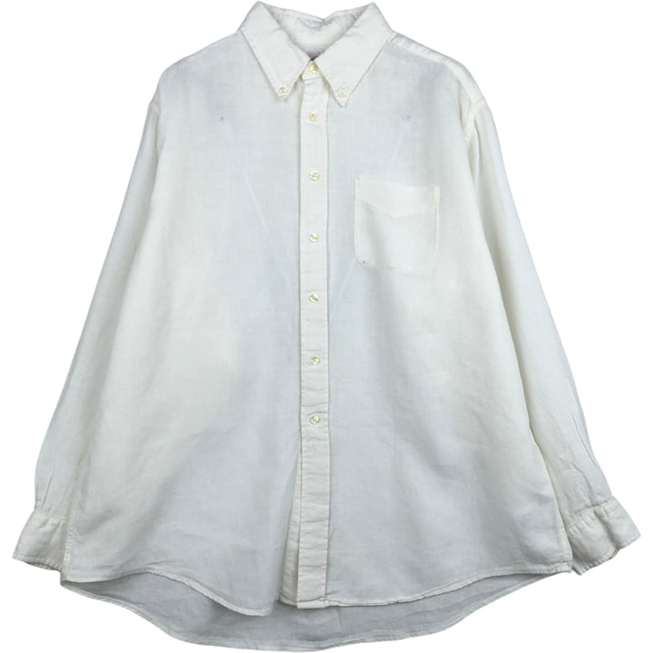 Brooks Brothers 346 Long Sleeve Linen Button-Down Shirt, Men's Size XL linen white type Vintage Second Hand