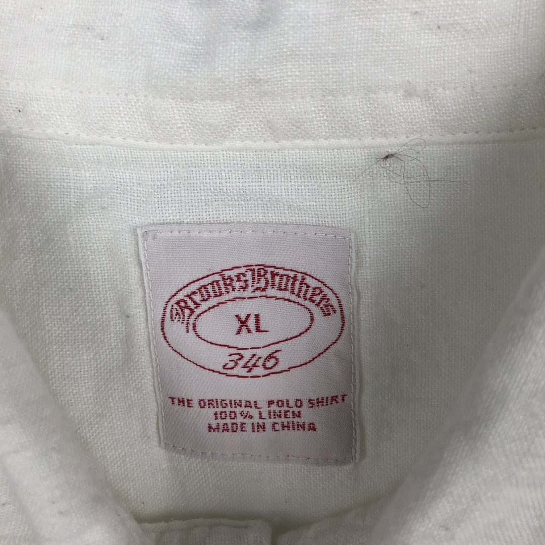 Brooks Brothers 346 Long Sleeve Linen Button-Down Shirt, Men's Size XL linen white type Vintage Second Hand