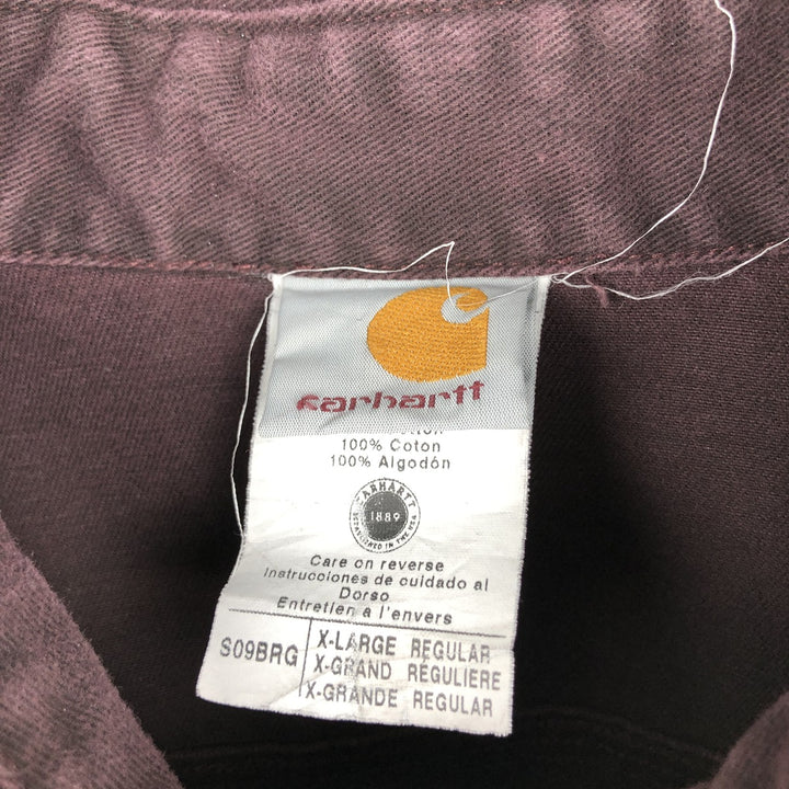 Carhartt Long Sleeve Button Down Work Shirt Men's XL cotton wine-red Vintage Second Hand