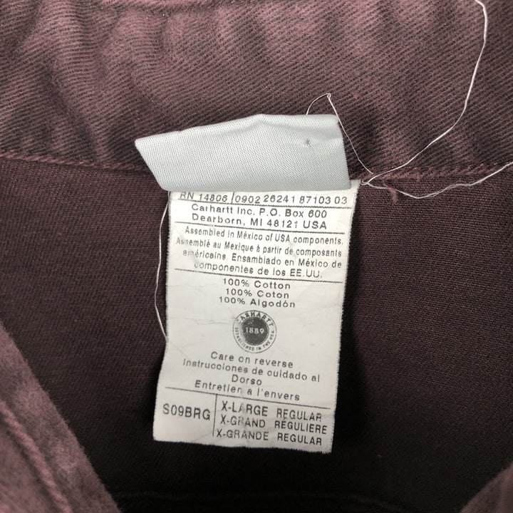 Carhartt Long Sleeve Button Down Work Shirt Men's XL cotton wine-red Vintage Second Hand