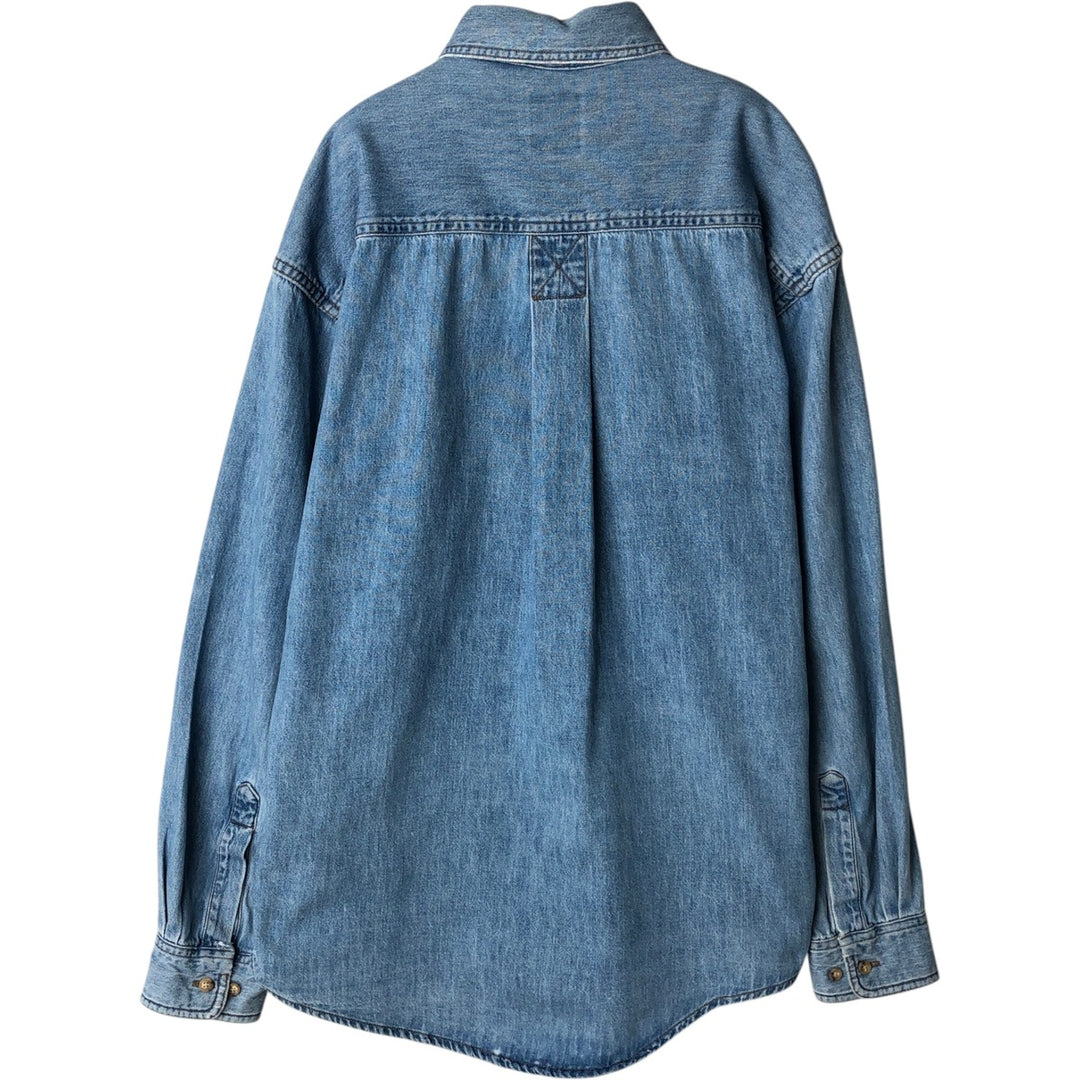 90'S GAP Vintage Long Sleeve Button-Down Denim Shirt, Made in Canada, Men's Size L cotton blue type Vintage Second Hand