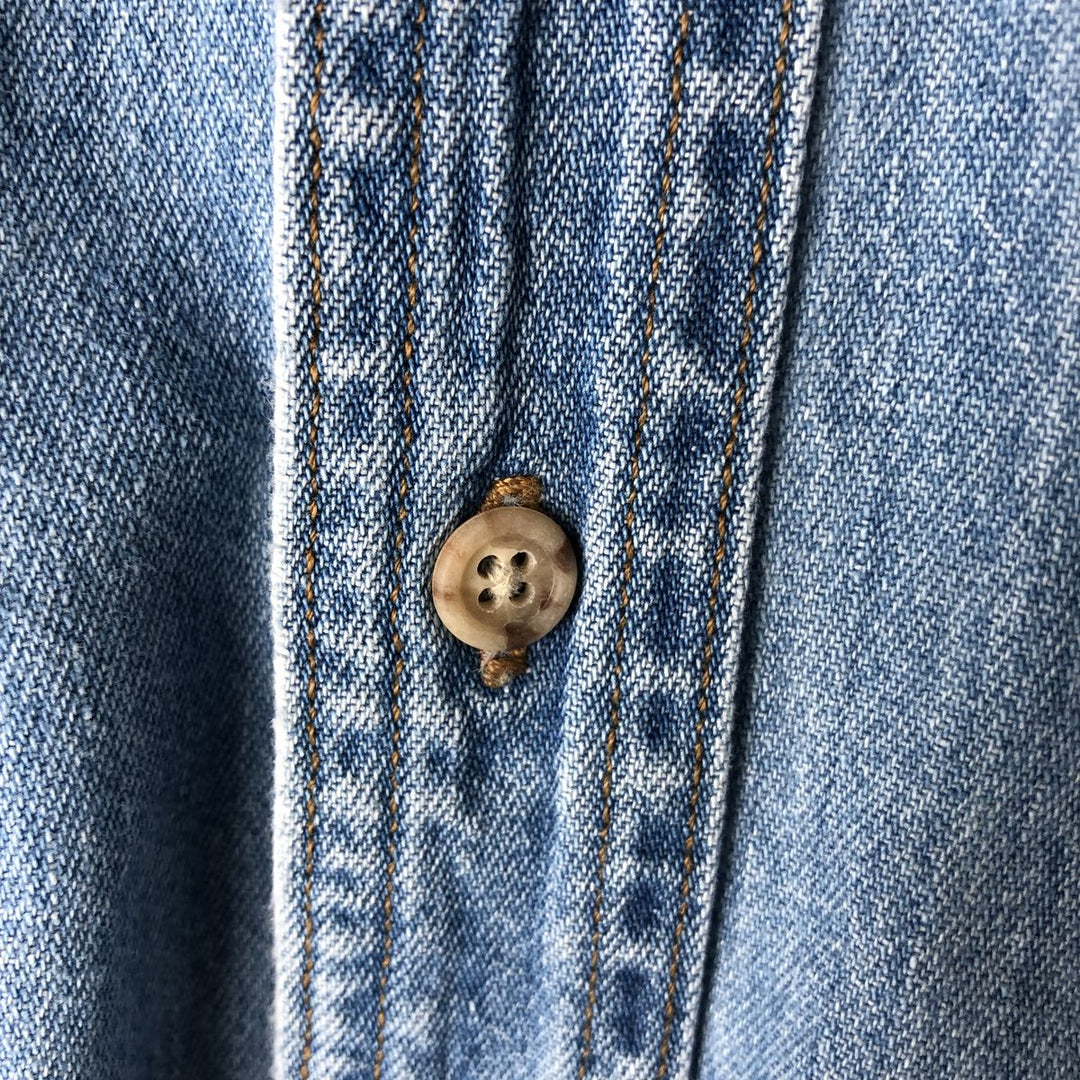90'S GAP Vintage Long Sleeve Button-Down Denim Shirt, Made in Canada, Men's Size L cotton blue type Vintage Second Hand