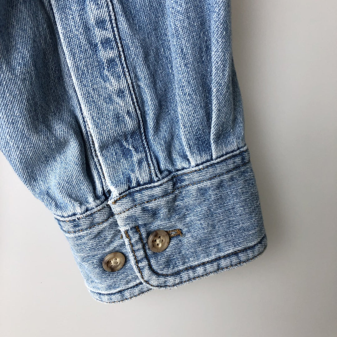 90'S GAP Vintage Long Sleeve Button-Down Denim Shirt, Made in Canada, Men's Size L cotton blue type Vintage Second Hand