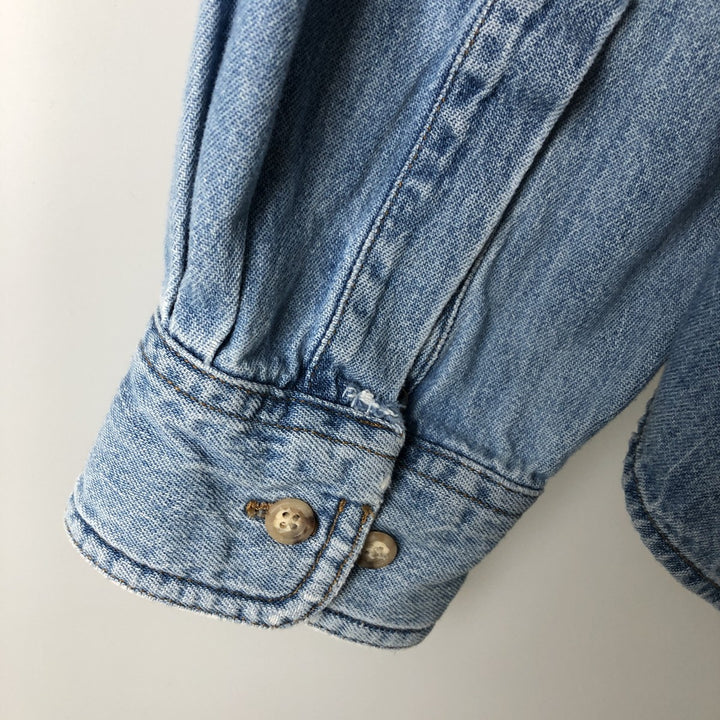 90'S GAP Vintage Long Sleeve Button-Down Denim Shirt, Made in Canada, Men's Size L cotton blue type Vintage Second Hand