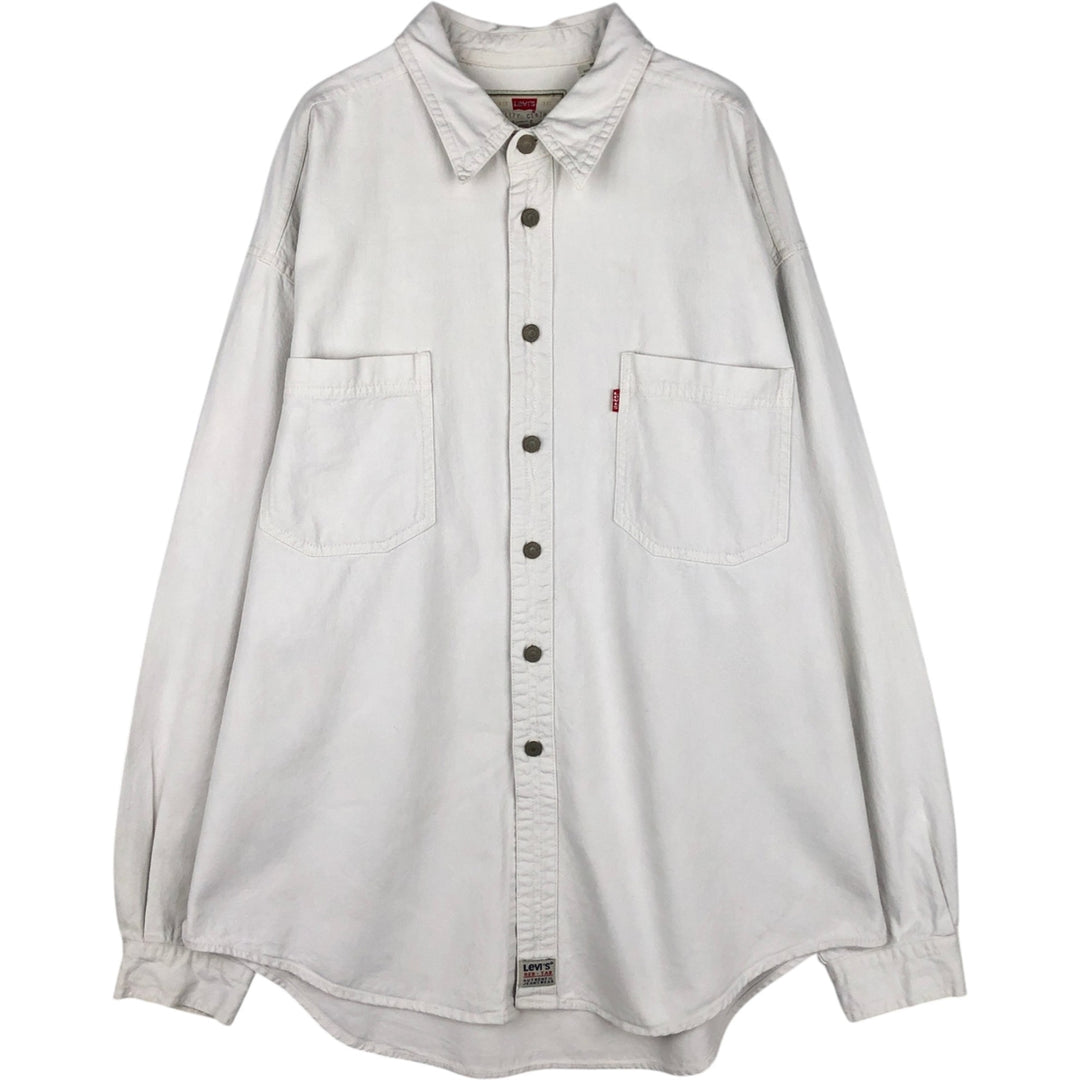90s-00'S Levi's long-sleeved white denim shirt, men's size XL, vintage. cotton white type Vintage Second Hand