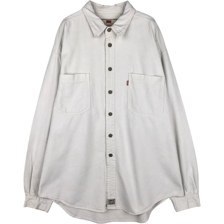 90s-00'S Levi's long-sleeved white denim shirt, men's size XL, vintage. cotton white type Vintage Second Hand