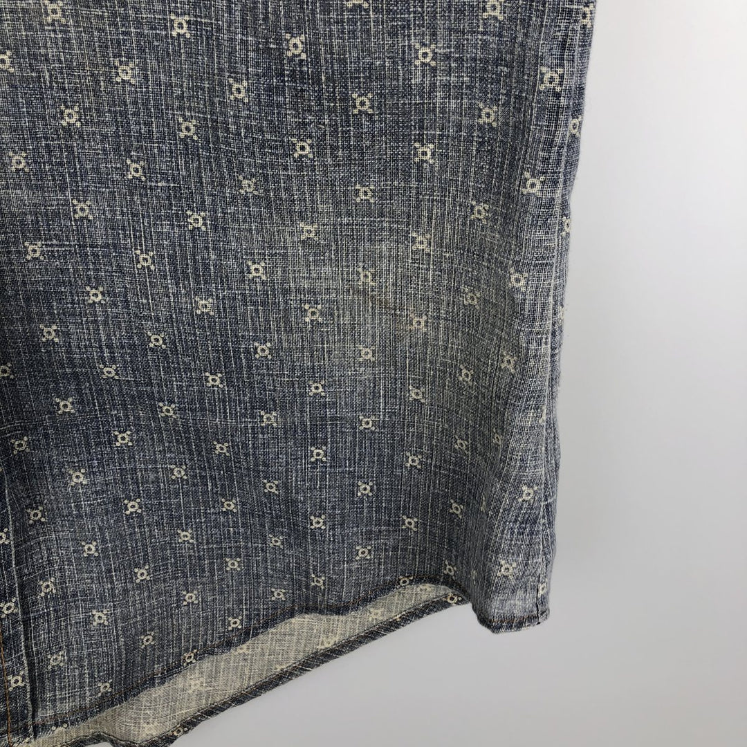 Levi's Fresh Produce all-over print long-sleeve Western shirt, made in the USA, men's size M equivalent. unclear blue type Vintage Second Hand