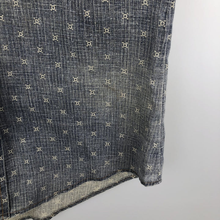Levi's Fresh Produce all-over print long-sleeve Western shirt, made in the USA, men's size M equivalent. unclear blue type Vintage Second Hand