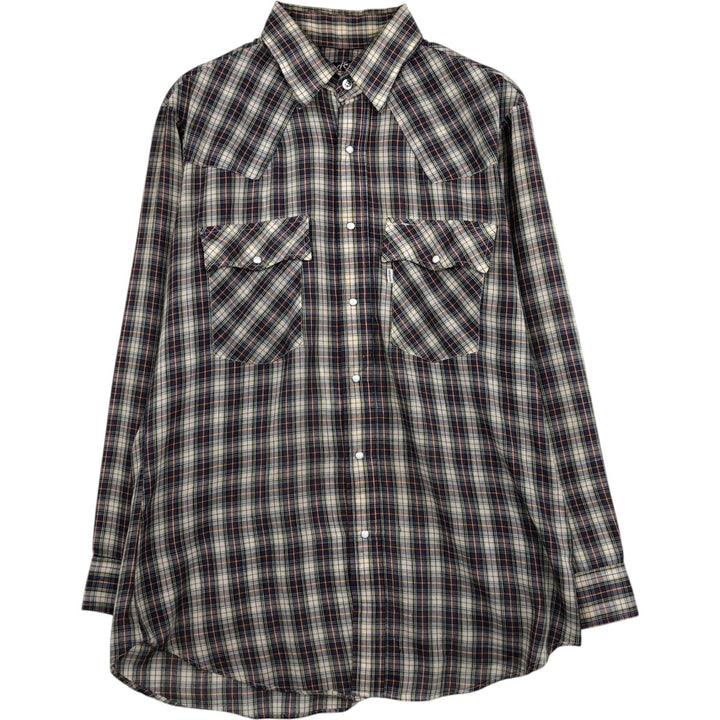 Levi's Check Pattern Long-Sleeve Western Shirt, Men's Size L (approx.) unclear blue type Vintage Second Hand