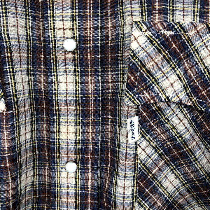 Levi's Check Pattern Long-Sleeve Western Shirt, Men's Size L (approx.) unclear blue type Vintage Second Hand