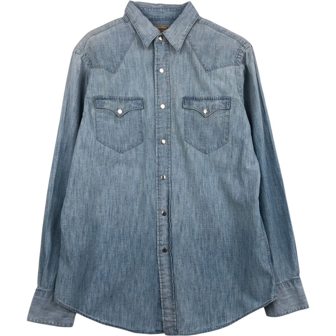 Ralph Lauren POLO RALPH LAUREN CLASSIC FIT Chambray Long-Sleeve Western Shirt, Men's Size M (approx.) unclear Blue type light blue Vintage Second Hand