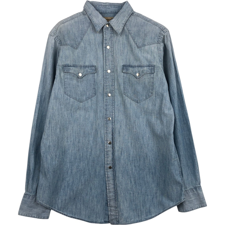 Ralph Lauren POLO RALPH LAUREN CLASSIC FIT Chambray Long-Sleeve Western Shirt, Men's Size M (approx.) unclear Blue type light blue Vintage Second Hand