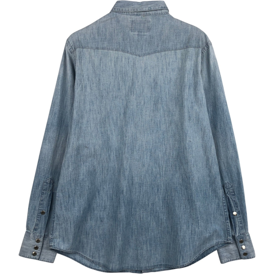Ralph Lauren POLO RALPH LAUREN CLASSIC FIT Chambray Long-Sleeve Western Shirt, Men's Size M (approx.) unclear Blue type light blue Vintage Second Hand
