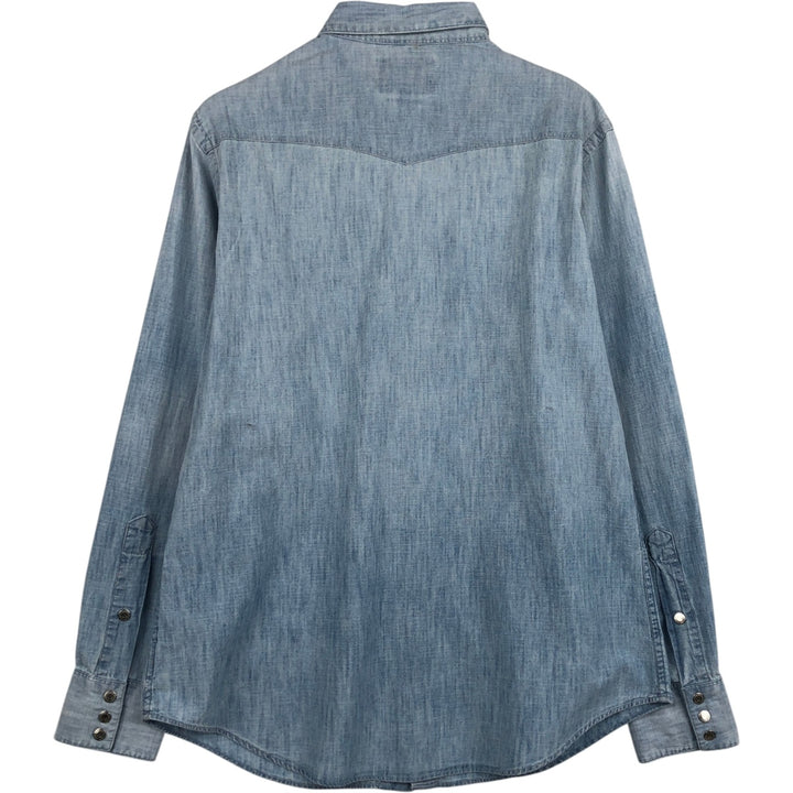 Ralph Lauren POLO RALPH LAUREN CLASSIC FIT Chambray Long-Sleeve Western Shirt, Men's Size M (approx.) unclear Blue type light blue Vintage Second Hand