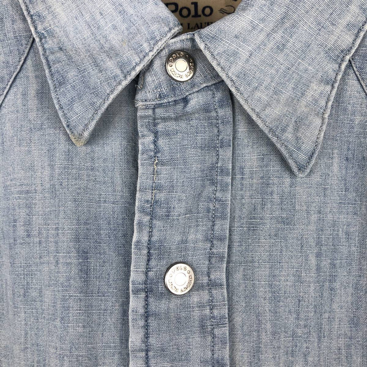 Ralph Lauren POLO RALPH LAUREN CLASSIC FIT Chambray Long-Sleeve Western Shirt, Men's Size M (approx.) unclear Blue type light blue Vintage Second Hand
