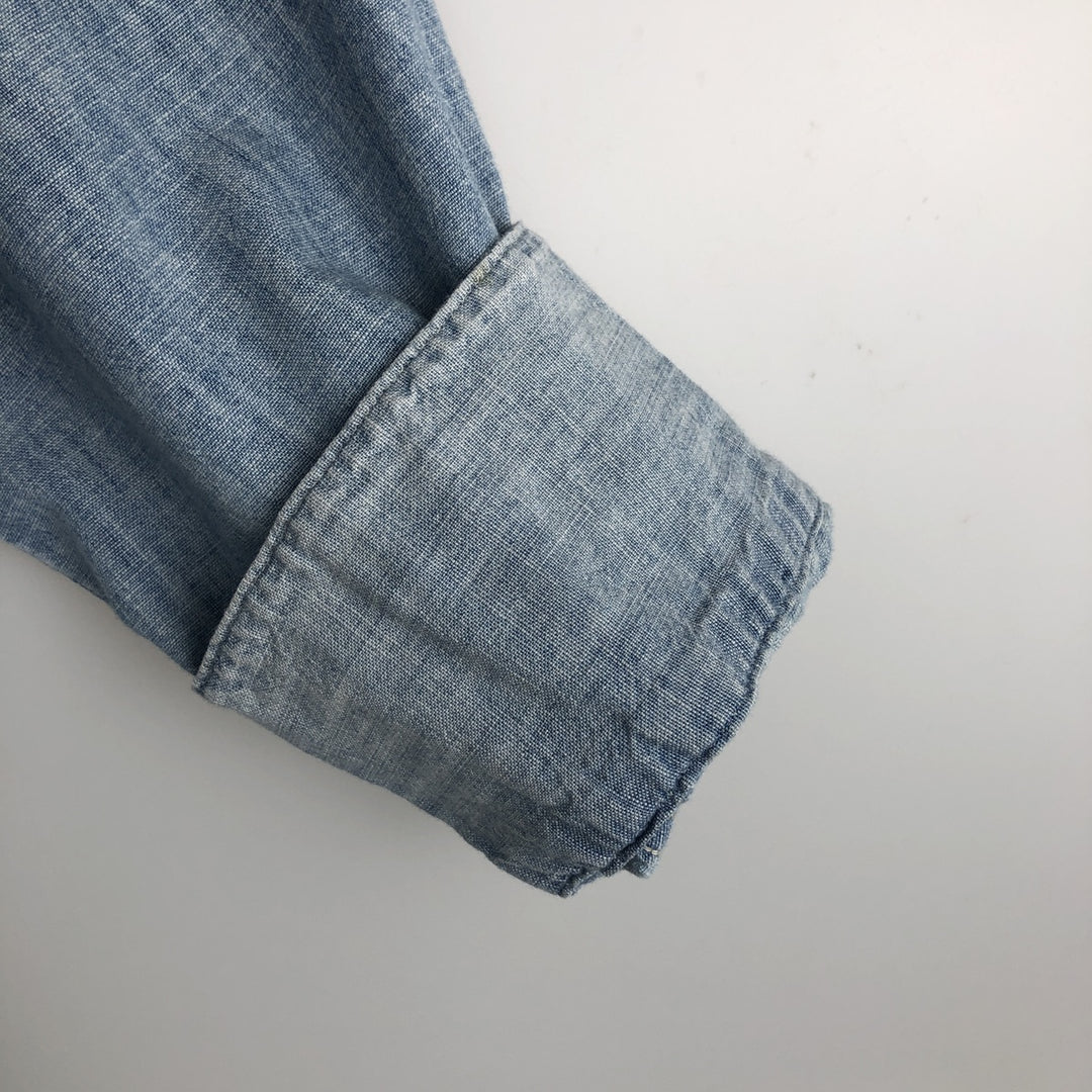 Ralph Lauren POLO RALPH LAUREN CLASSIC FIT Chambray Long-Sleeve Western Shirt, Men's Size M (approx.) unclear Blue type light blue Vintage Second Hand