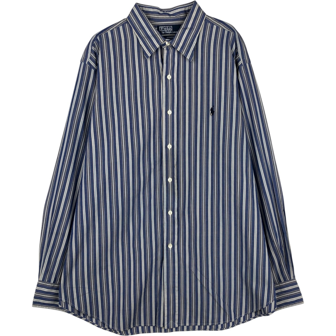 Ralph Lauren POLO by Ralph Lauren ANDREW Multi-stripe Long-Sleeve Cotton Stripe Shirt, Men's Size XL (approx.) cotton blue type Vintage Second Hand