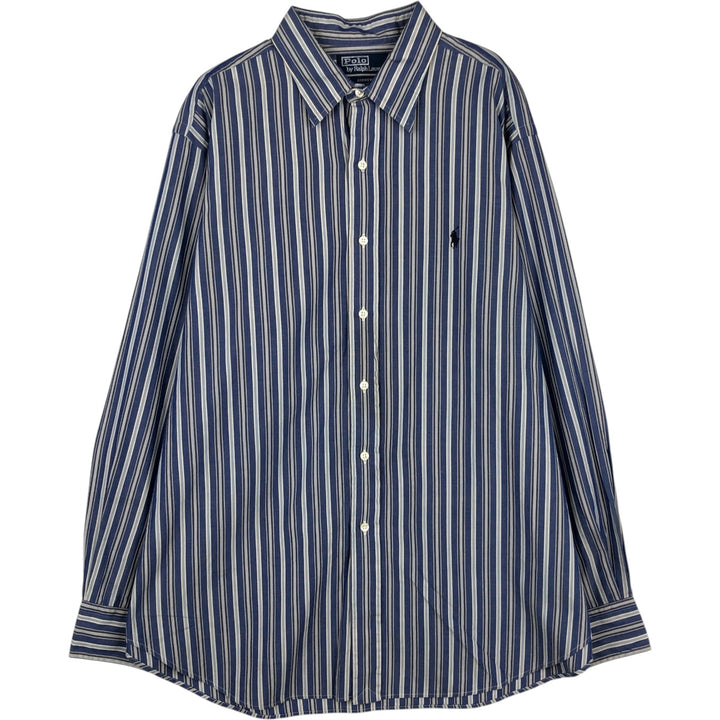 Ralph Lauren POLO by Ralph Lauren ANDREW Multi-stripe Long-Sleeve Cotton Stripe Shirt, Men's Size XL (approx.) cotton blue type Vintage Second Hand
