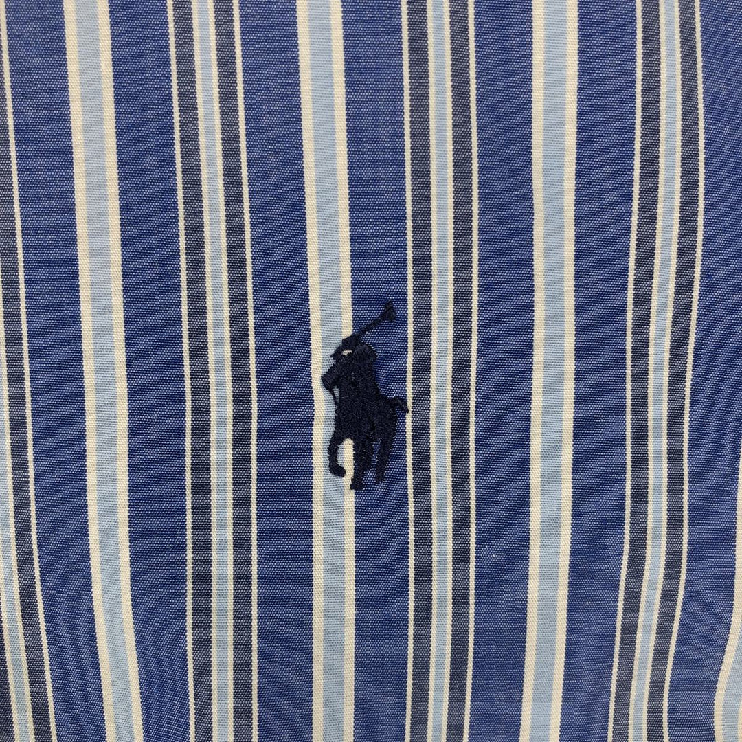 Ralph Lauren POLO by Ralph Lauren ANDREW Multi-stripe Long-Sleeve Cotton Stripe Shirt, Men's Size XL (approx.) cotton blue type Vintage Second Hand