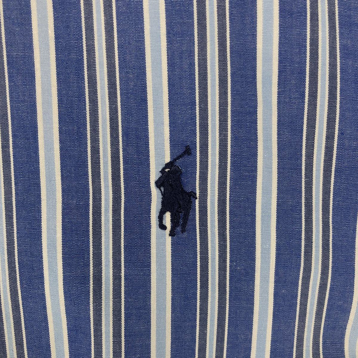 Ralph Lauren POLO by Ralph Lauren ANDREW Multi-stripe Long-Sleeve Cotton Stripe Shirt, Men's Size XL (approx.) cotton blue type Vintage Second Hand