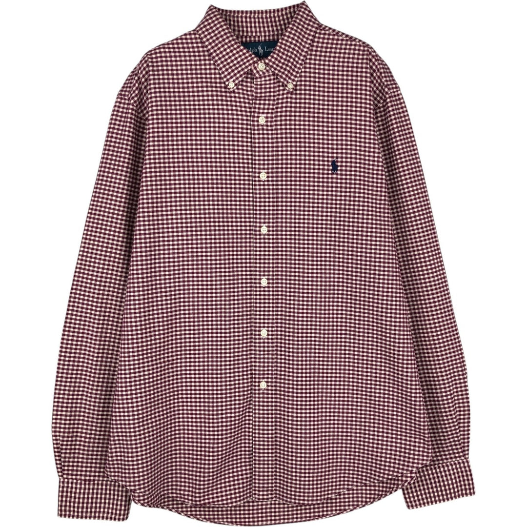 Ralph Lauren CUSTOM FIT Gingham Check Long Sleeve Button Down Check Shirt Men's L size cotton red type Vintage Second Hand