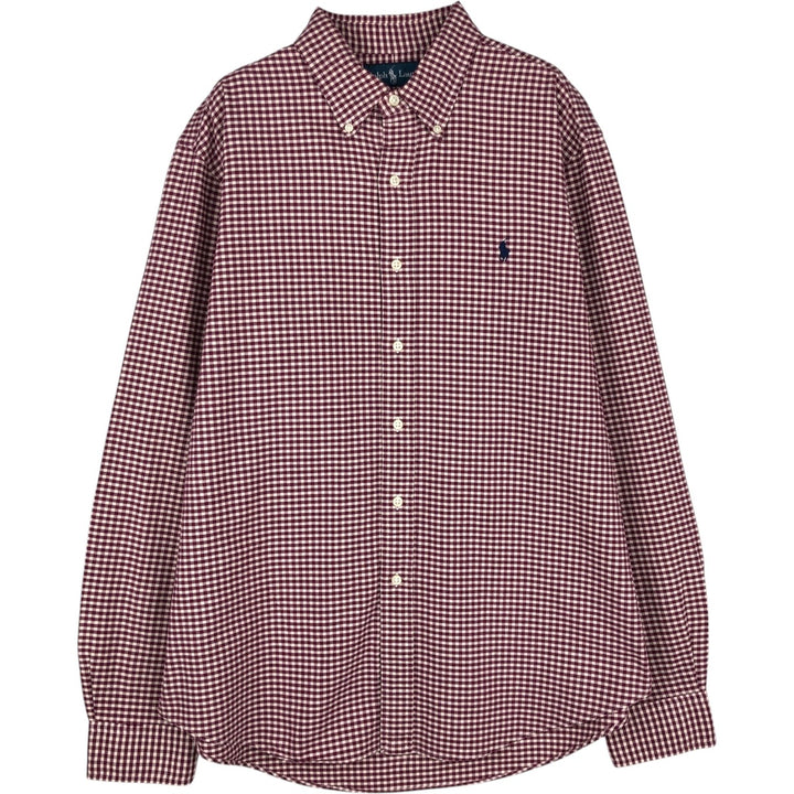 Ralph Lauren CUSTOM FIT Gingham Check Long Sleeve Button Down Check Shirt Men's L size cotton red type Vintage Second Hand