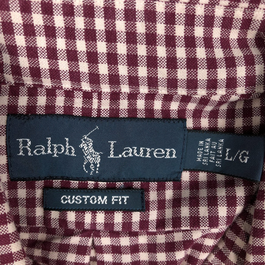 Ralph Lauren CUSTOM FIT Gingham Check Long Sleeve Button Down Check Shirt Men's L size cotton red type Vintage Second Hand