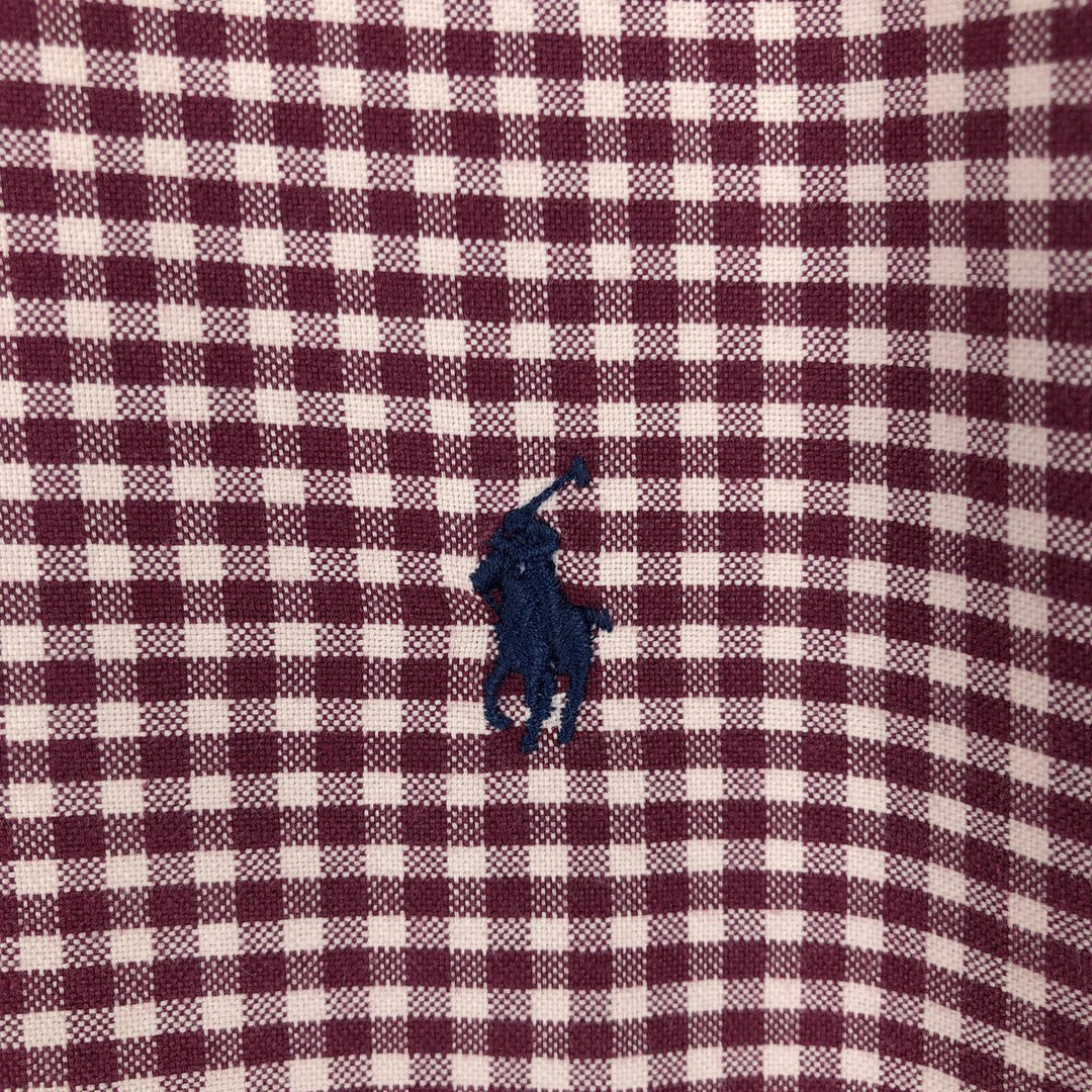 Ralph Lauren CUSTOM FIT Gingham Check Long Sleeve Button Down Check Shirt Men's L size cotton red type Vintage Second Hand