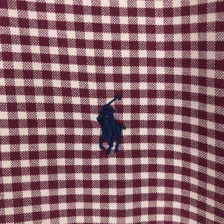 Ralph Lauren CUSTOM FIT Gingham Check Long Sleeve Button Down Check Shirt Men's L size cotton red type Vintage Second Hand
