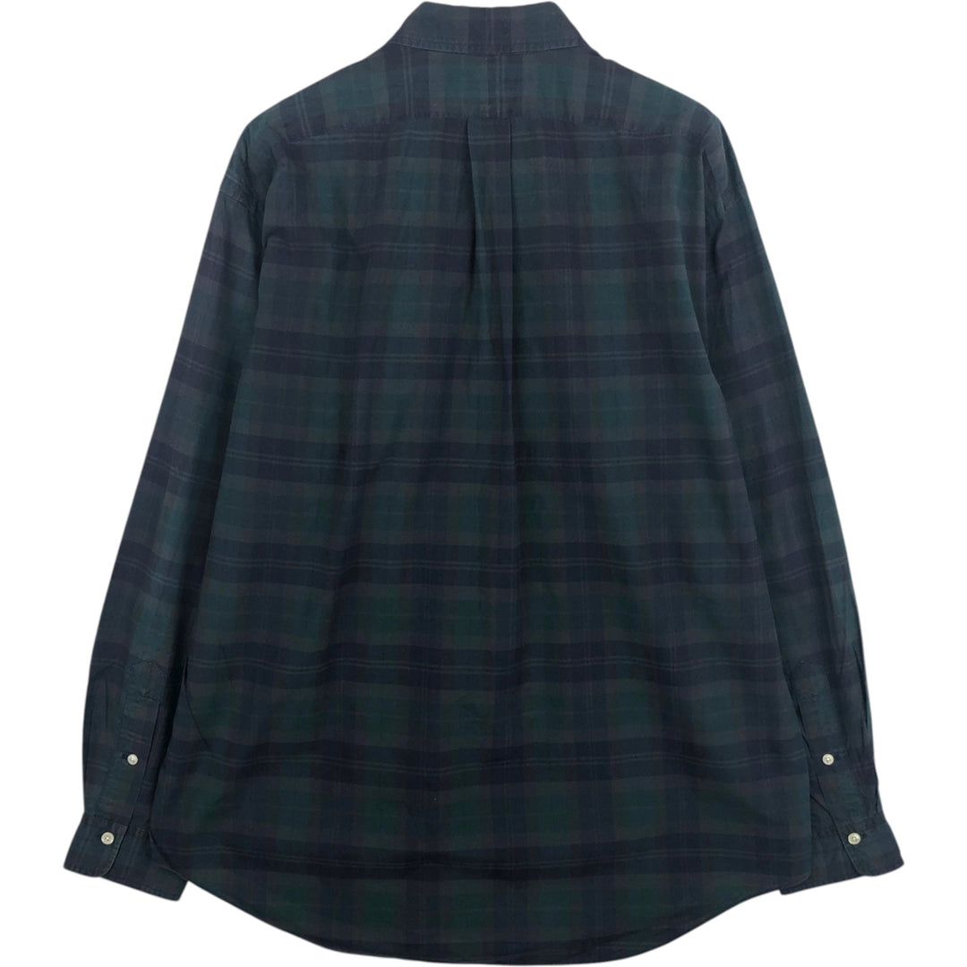 Ralph Lauren Check Pattern Long Sleeve Button-Down Check Shirt, Men's Size L cotton Green type dark green Vintage Second Hand