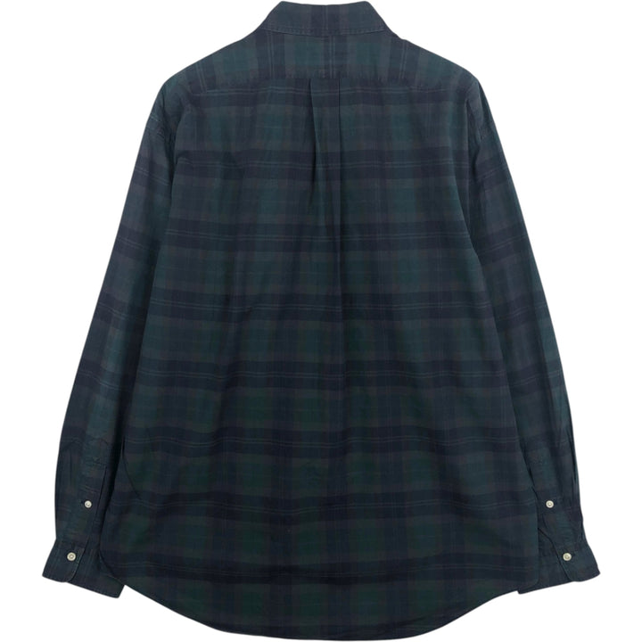 Ralph Lauren Check Pattern Long Sleeve Button-Down Check Shirt, Men's Size L cotton Green type dark green Vintage Second Hand