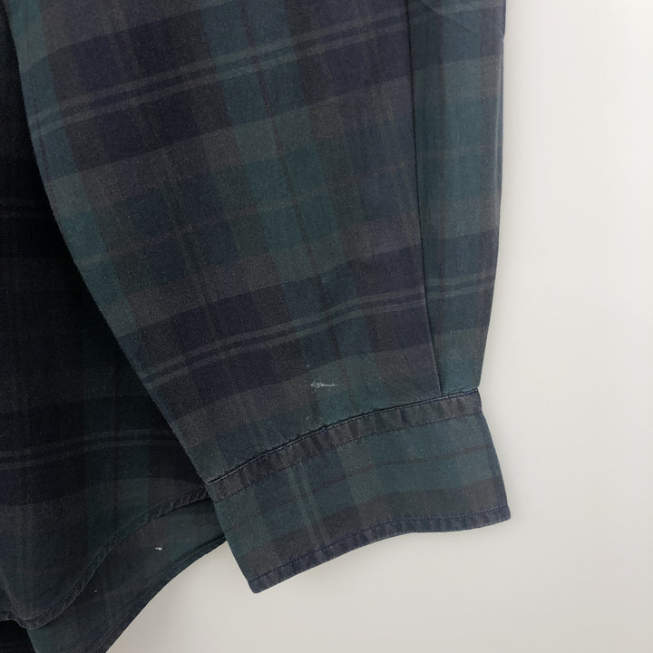 Ralph Lauren Check Pattern Long Sleeve Button-Down Check Shirt, Men's Size L cotton Green type dark green Vintage Second Hand