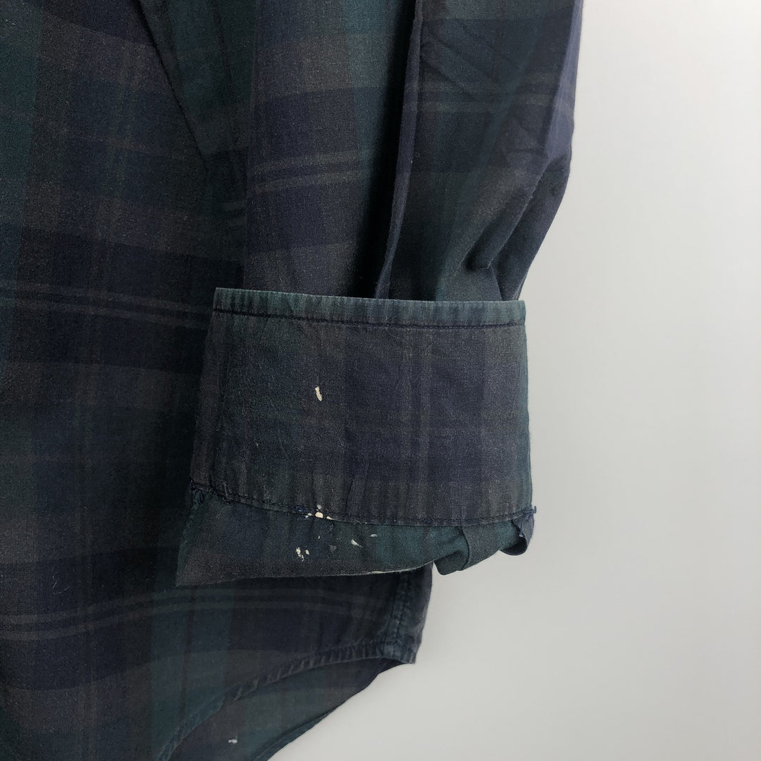 Ralph Lauren Check Pattern Long Sleeve Button-Down Check Shirt, Men's Size L cotton Green type dark green Vintage Second Hand