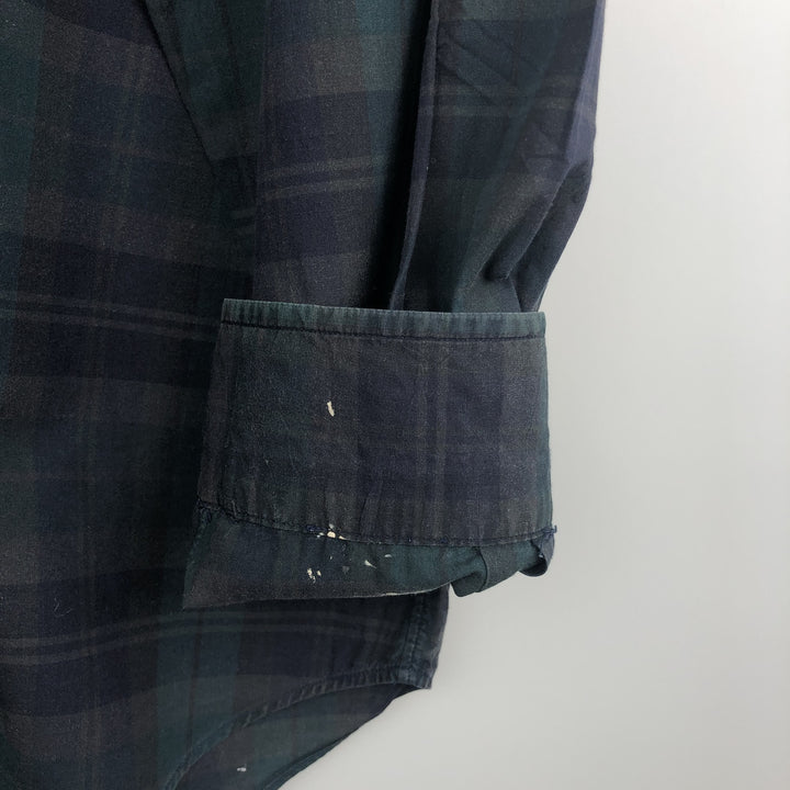 Ralph Lauren Check Pattern Long Sleeve Button-Down Check Shirt, Men's Size L cotton Green type dark green Vintage Second Hand