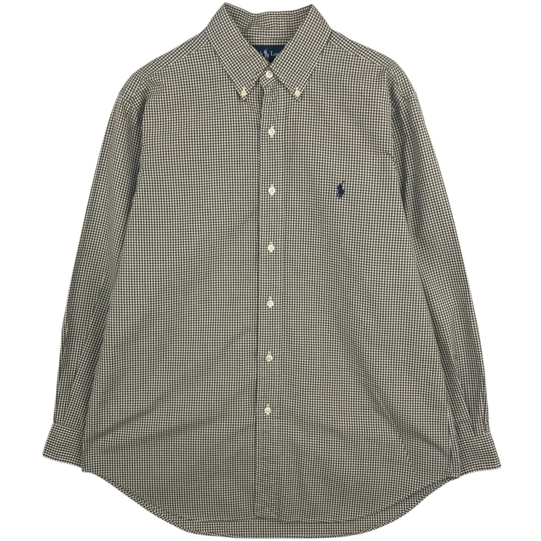 Ralph Lauren Classic Fit Gingham Check Long Sleeve Button Down Check Shirt Men's Size L cotton white type Vintage Second Hand