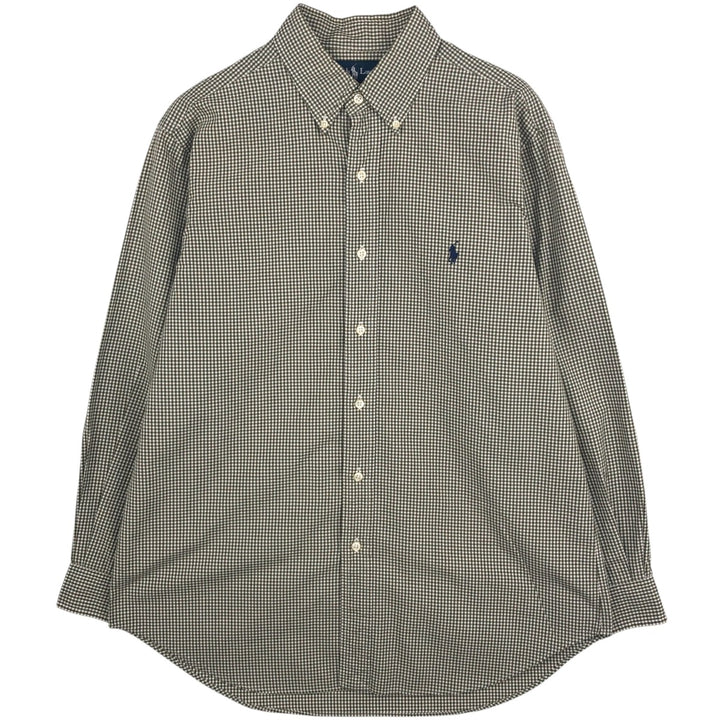 Ralph Lauren Classic Fit Gingham Check Long Sleeve Button Down Check Shirt Men's Size L cotton white type Vintage Second Hand