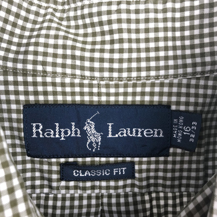Ralph Lauren Classic Fit Gingham Check Long Sleeve Button Down Check Shirt Men's Size L cotton white type Vintage Second Hand