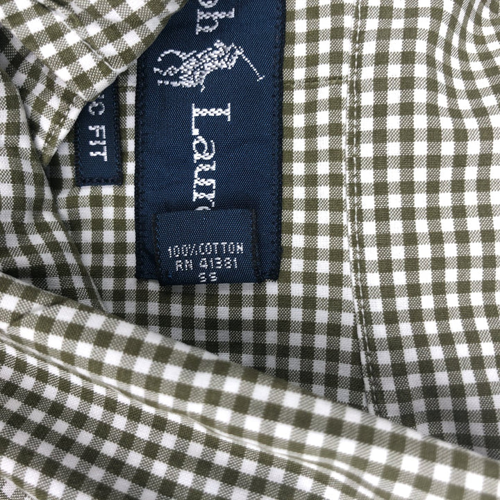 Ralph Lauren Classic Fit Gingham Check Long Sleeve Button Down Check Shirt Men's Size L cotton white type Vintage Second Hand