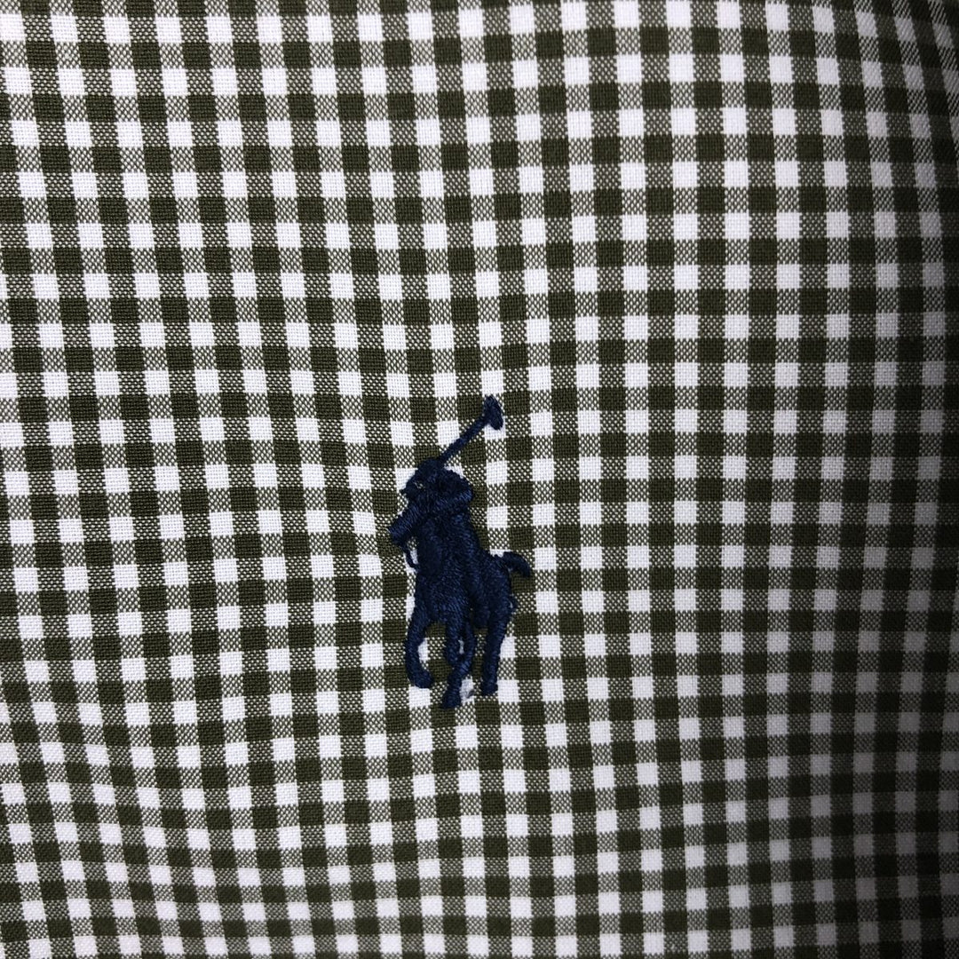 Ralph Lauren Classic Fit Gingham Check Long Sleeve Button Down Check Shirt Men's Size L cotton white type Vintage Second Hand