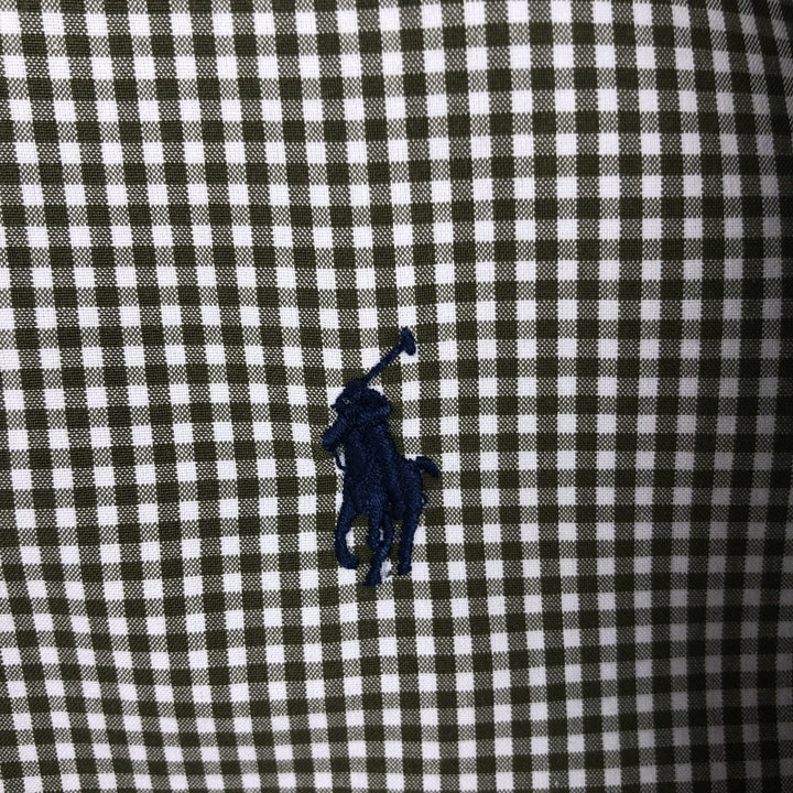 Ralph Lauren Classic Fit Gingham Check Long Sleeve Button Down Check Shirt Men's Size L cotton white type Vintage Second Hand