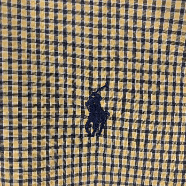 Ralph Lauren BLAKE long sleeve button down check shirt, men's size L cotton yellow type Vintage Second Hand