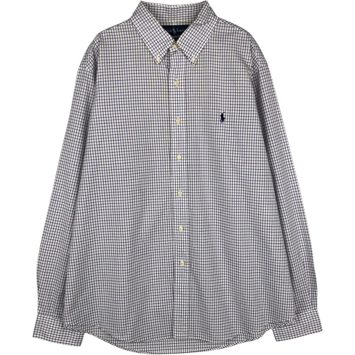 Ralph Lauren CUSTOM FIT long sleeve button down check shirt men's XL size cotton white type Vintage Second Hand