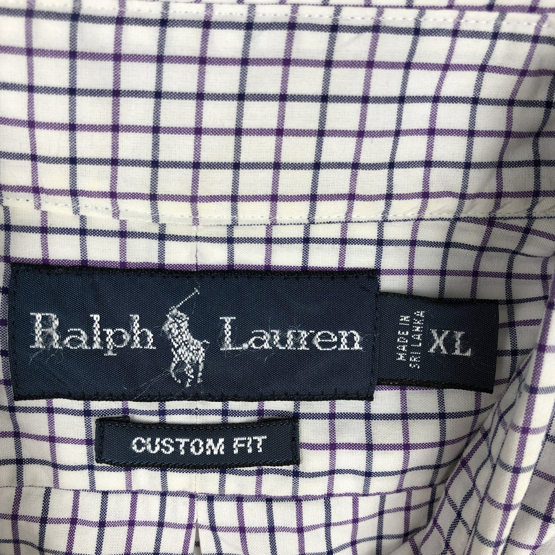 Ralph Lauren CUSTOM FIT long sleeve button down check shirt men's XL size cotton white type Vintage Second Hand