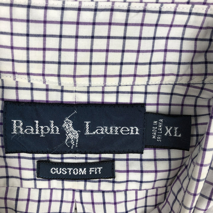 Ralph Lauren CUSTOM FIT long sleeve button down check shirt men's XL size cotton white type Vintage Second Hand