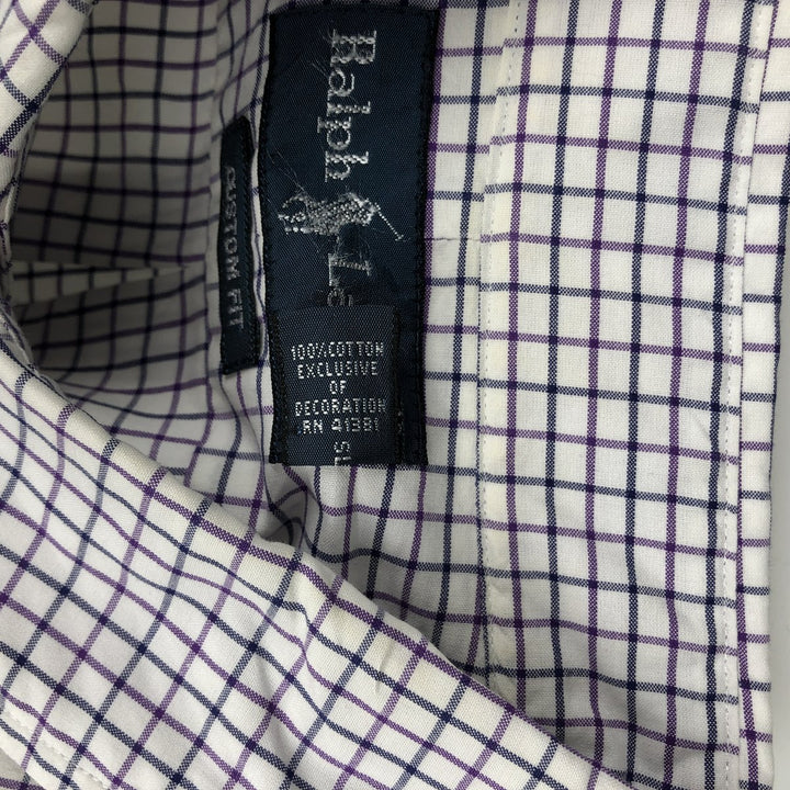 Ralph Lauren CUSTOM FIT long sleeve button down check shirt men's XL size cotton white type Vintage Second Hand