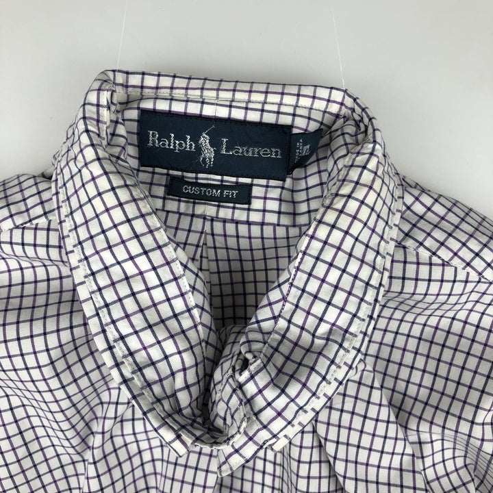 Ralph Lauren CUSTOM FIT long sleeve button down check shirt men's XL size cotton white type Vintage Second Hand