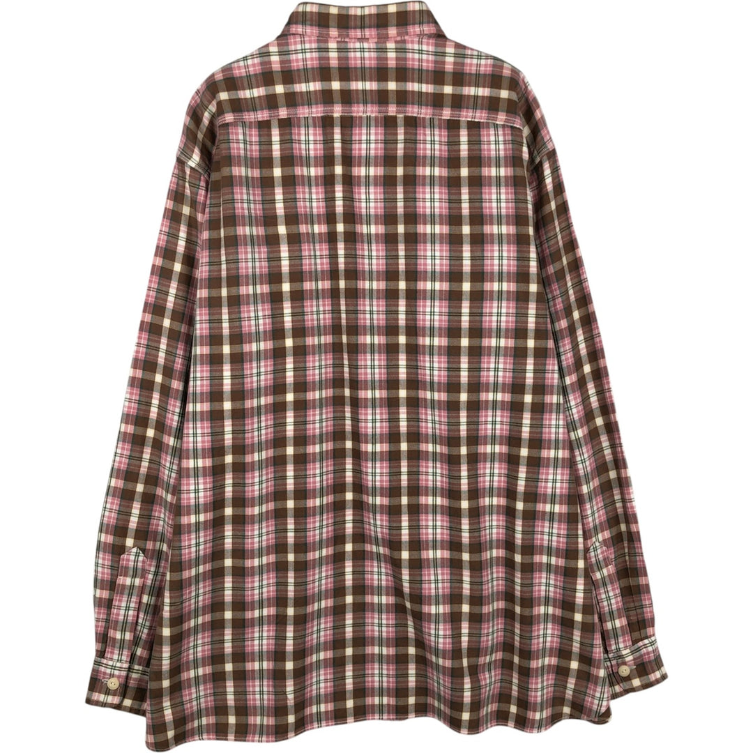 Ralph Lauren POLO by Ralph Lauren EMMONS Long-Sleeve Cotton Check Shirt, Men's Size XL (approx.) cotton brown type Vintage Second Hand